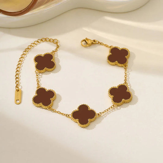 Sienna β Brown Clover Emblem Bracelet