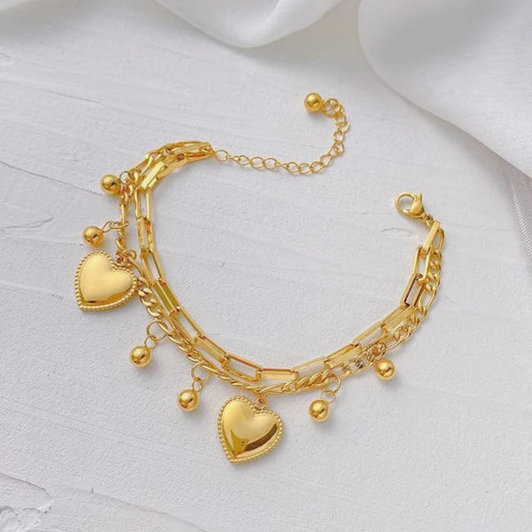 Amora – Golden Heart Charm Wrap Bracelet