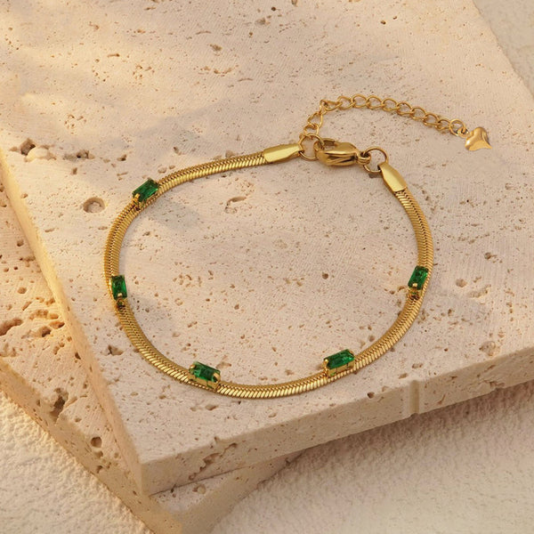 Zeyra Wrap – Emerald Kiss Snake Chain Bracelet