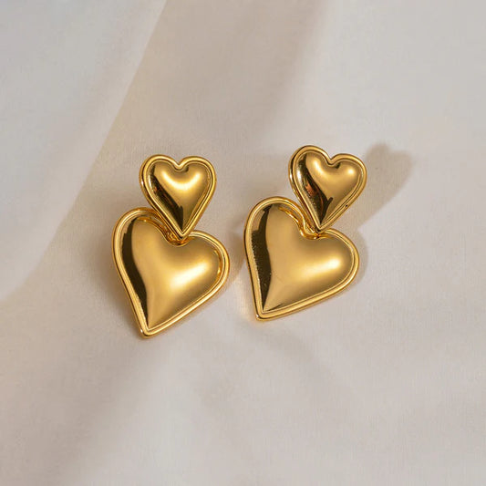 Lovelle – Twin Heart Drop Charm Earrings
