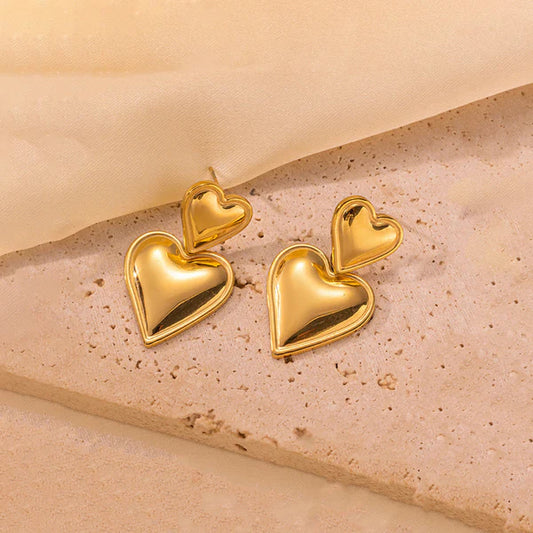 Lovelle – Twin Heart Drop Charm Earrings