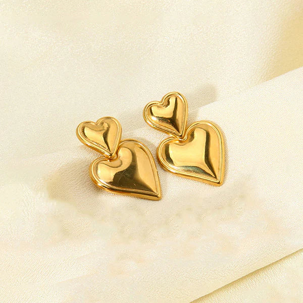 Lovelle – Twin Heart Drop Charm Earrings