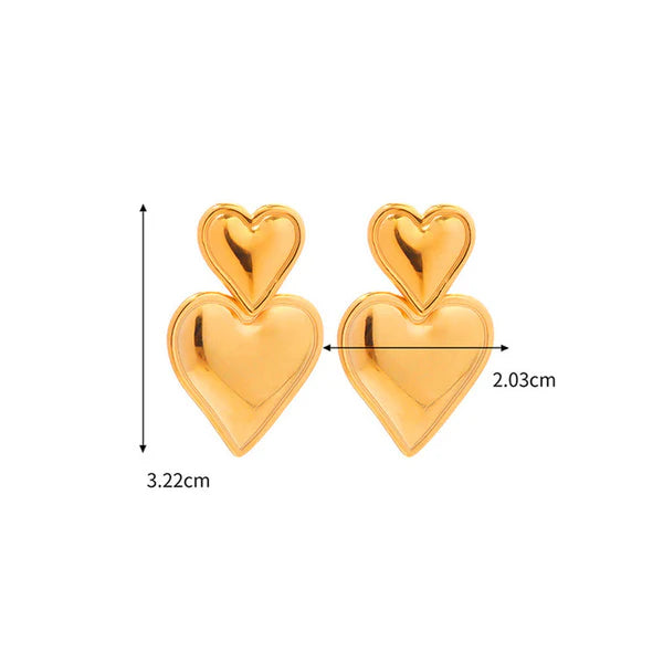 Lovelle – Twin Heart Drop Charm Earrings
