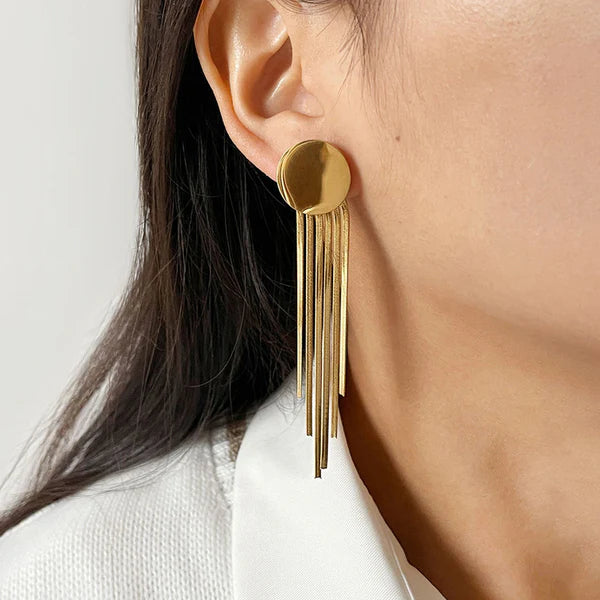 Sierra – Bold Tassel Gold Earrings