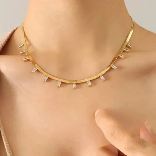 Elara – Gold Charm Bar Drop Necklace