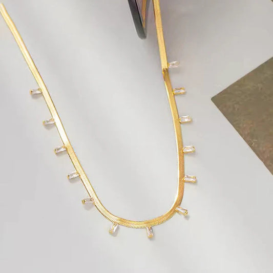 Elara – Gold Charm Bar Drop Necklace