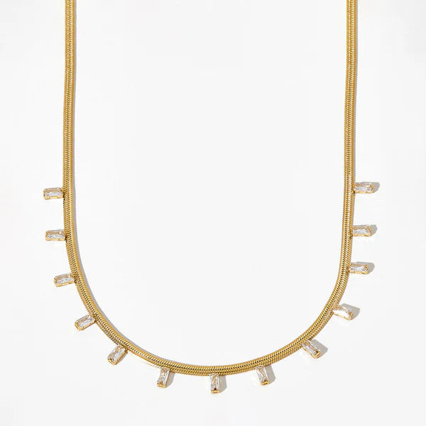 Elara – Gold Charm Bar Drop Necklace