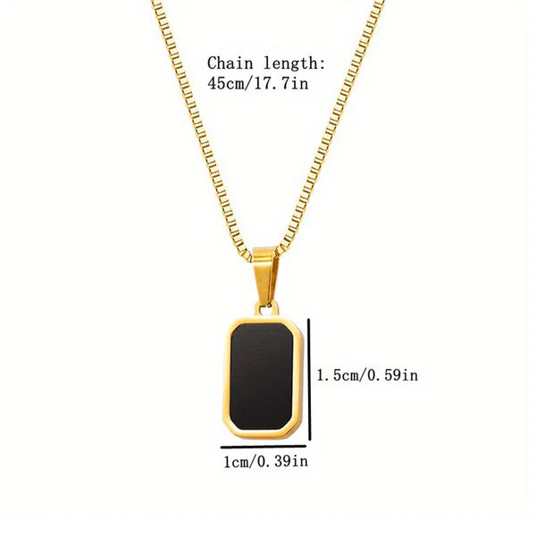 Noir – Black Geometric Pendant Necklace