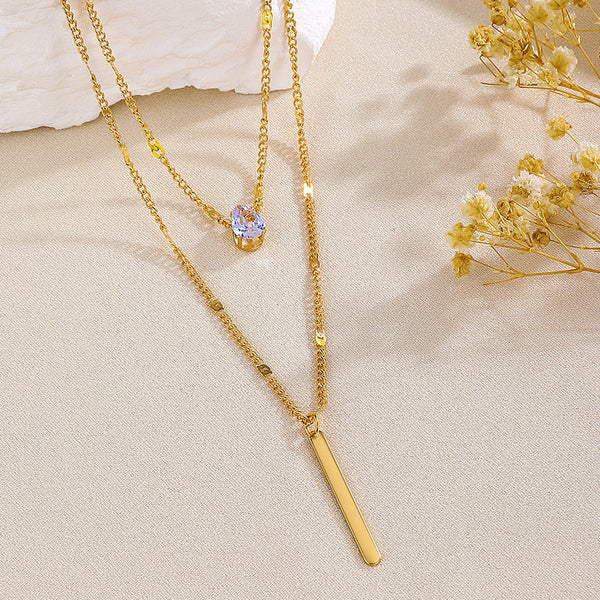 Celestia – Dual Strand Teardrop Pendant Necklace