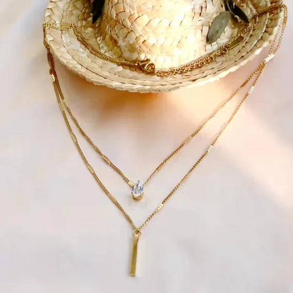 Celestia – Dual Strand Teardrop Pendant Necklace