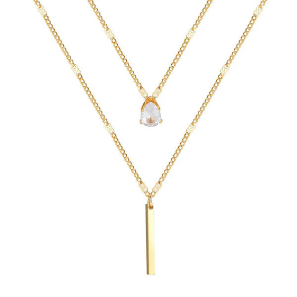 Celestia – Dual Strand Teardrop Pendant Necklace