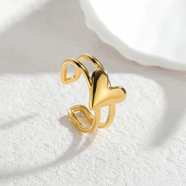 Léa – Heartbeat Adjustable Gold Ring