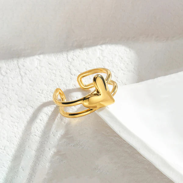 Léa – Heartbeat Adjustable Gold Ring