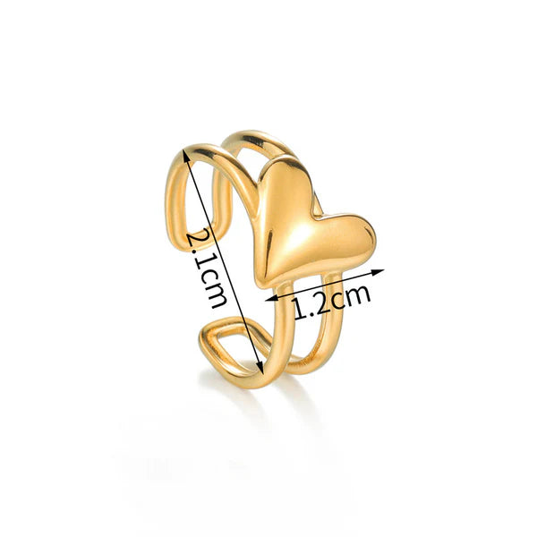 Léa – Heartbeat Adjustable Gold Ring