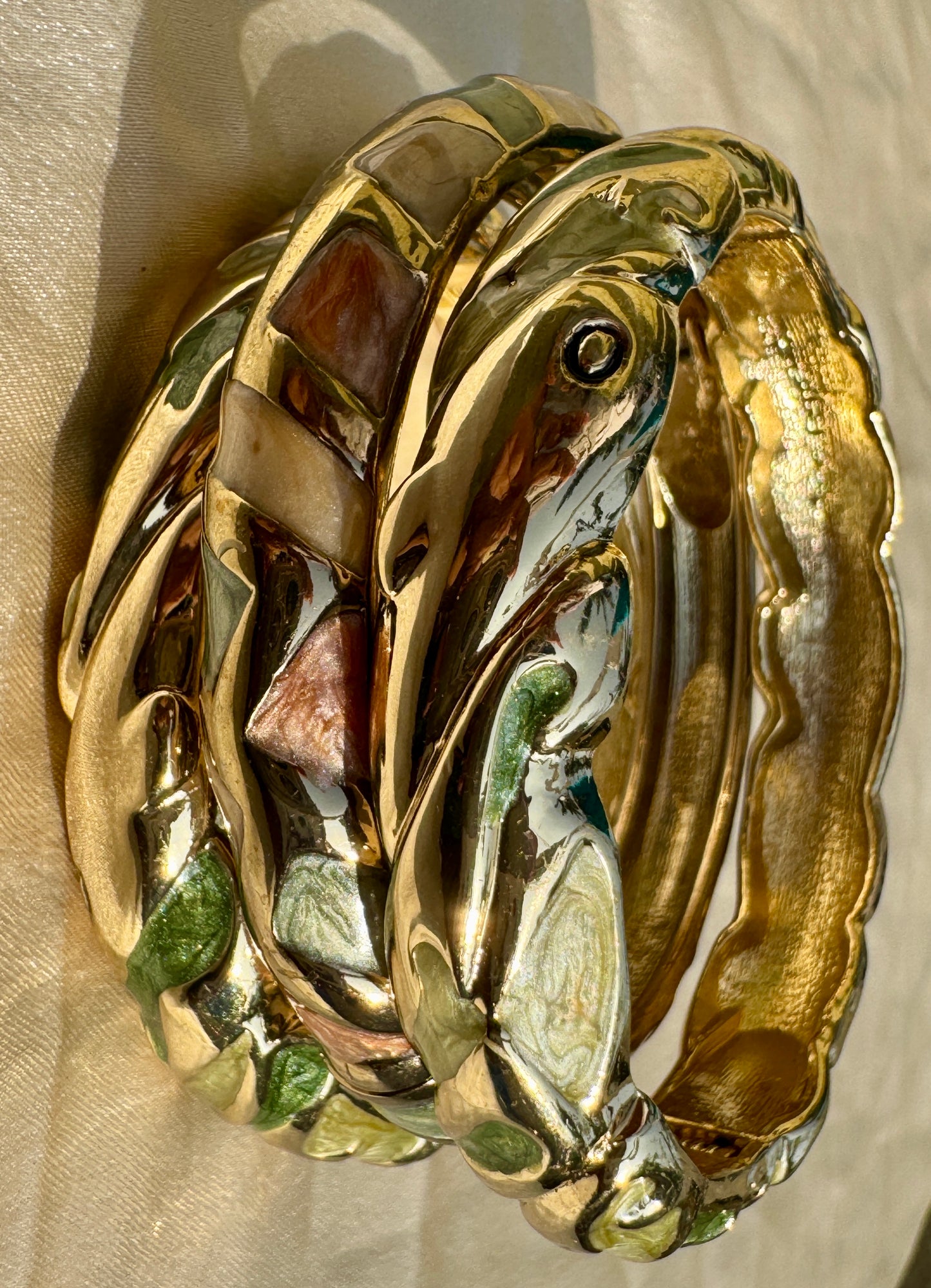 TERRA AURORA TRIO – The Earth-Toned Enamel Gold Bangle Set (3 Pc)