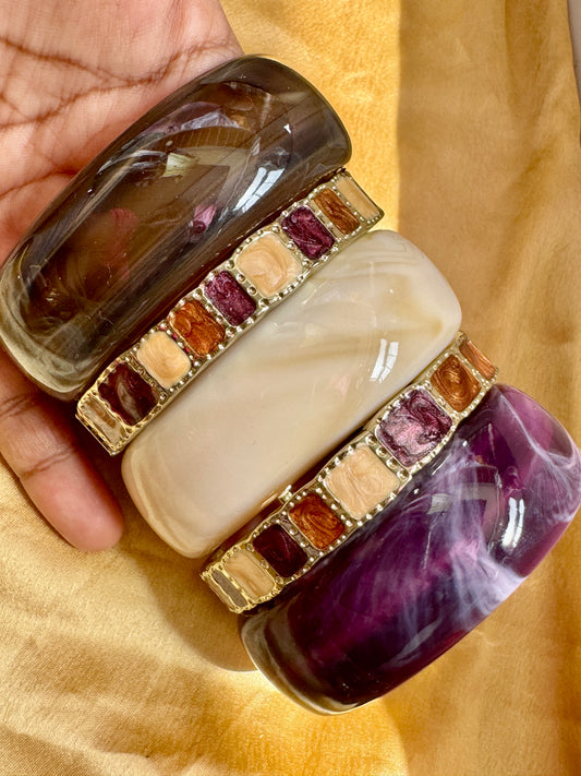 AURORA BLOCK STACK – The Resin & Enamel Luxe Bangle Set (5 Pc)