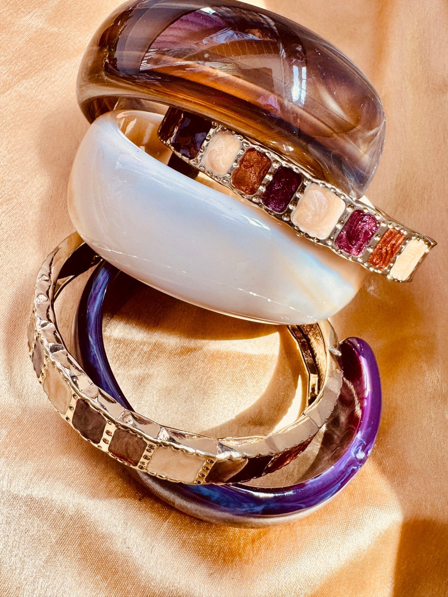 AURORA BLOCK STACK – The Resin & Enamel Luxe Bangle Set (5 Pc)