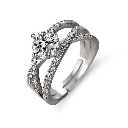 Celeste β Silver Radiant Cross Band Ring
