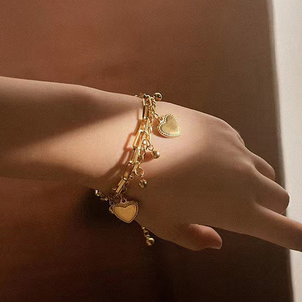 Amora – Golden Heart Charm Wrap Bracelet