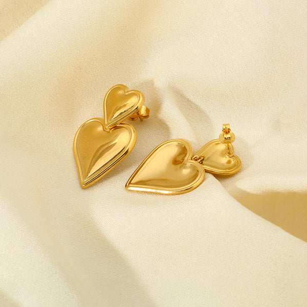 Lovelle – Twin Heart Drop Charm Earrings