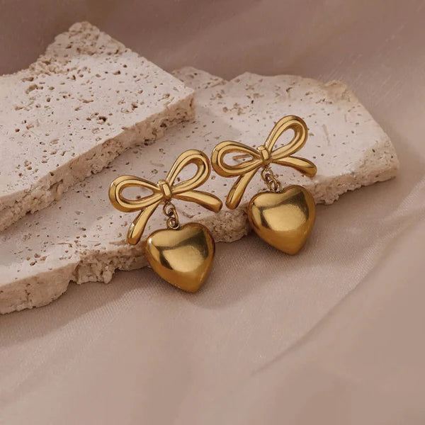 Bow-Heart Themed Earrings