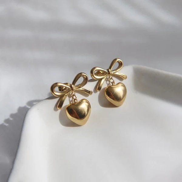 Bow-Heart Themed Earrings