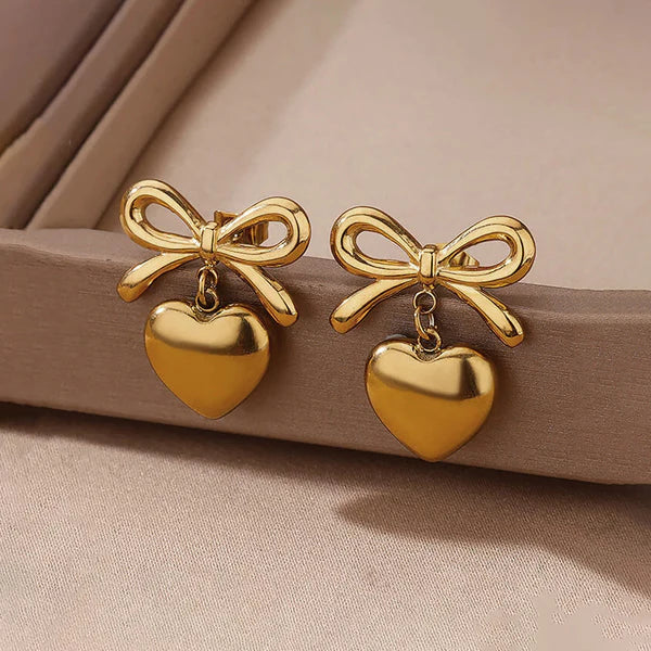 Bow-Heart Themed Earrings