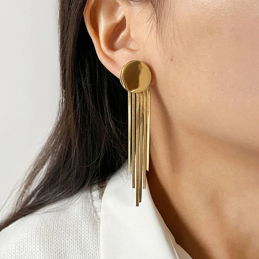 Sierra – Bold Tassel Gold Earrings