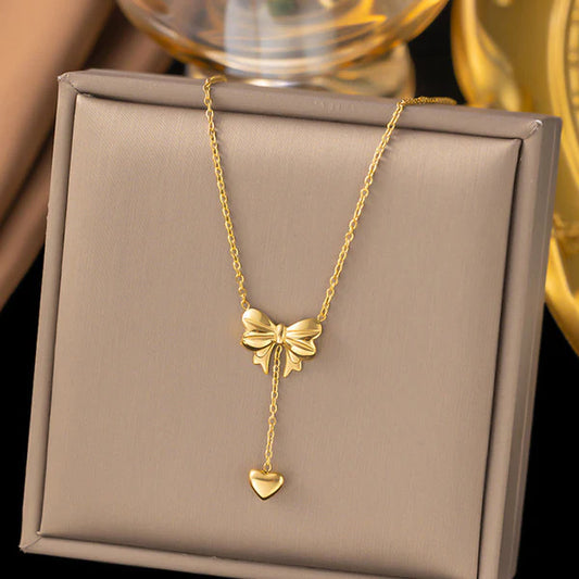 Heart Themed Bow inspired Pendant Necklace