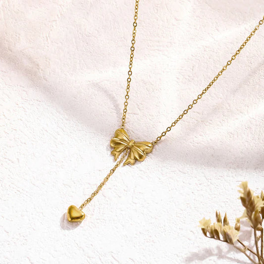 Heart Themed Bow inspired Pendant Necklace