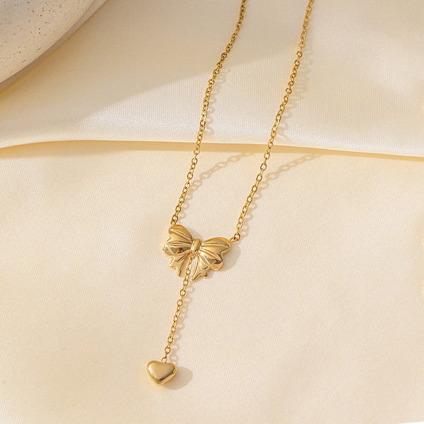 Heart Themed Bow inspired Pendant Necklace