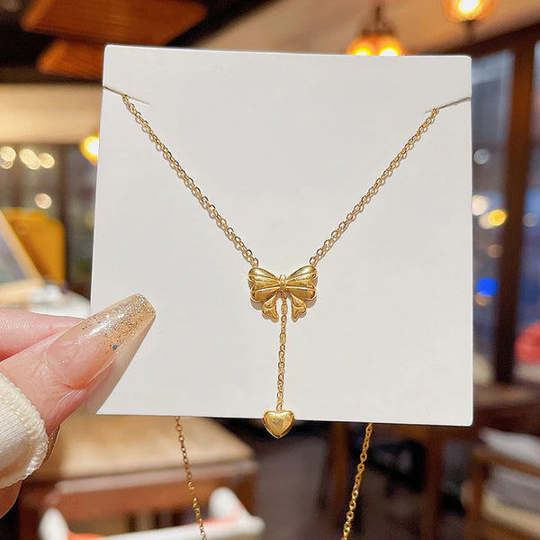 Heart Themed Bow inspired Pendant Necklace