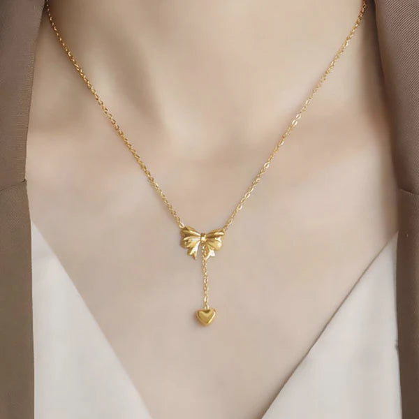 Heart Themed Bow inspired Pendant Necklace