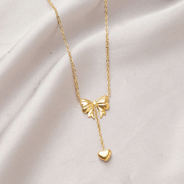 Heart Themed Bow inspired Pendant Necklace