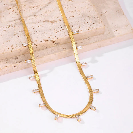 Elara – Gold Charm Bar Drop Necklace