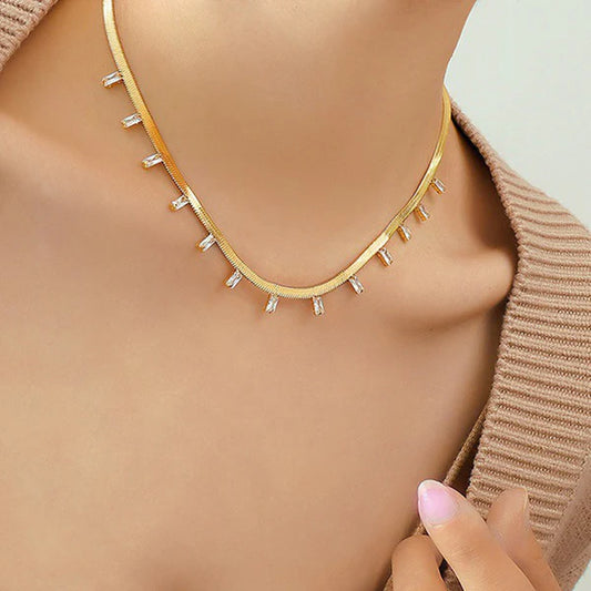 Elara – Gold Charm Bar Drop Necklace