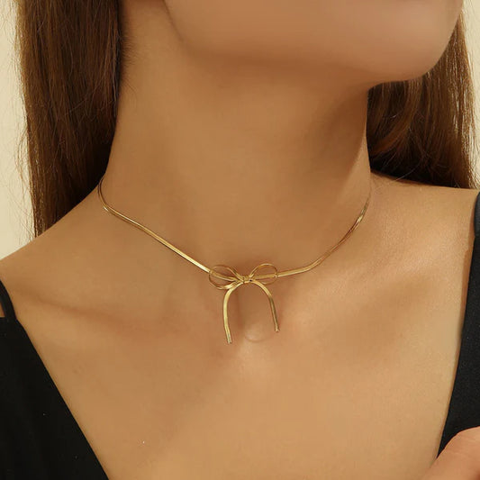 Infinity Bow Choker Necklace