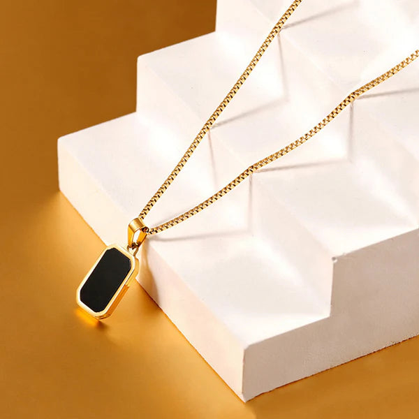 Noir – Black Geometric Pendant Necklace