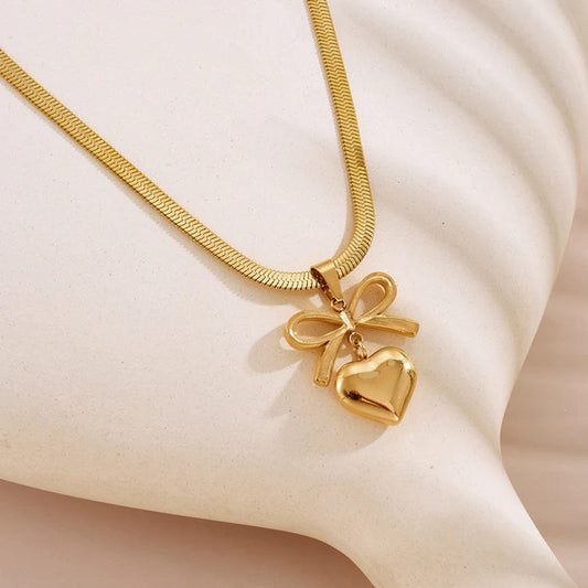 Bow Knot Heart Themed Pendant