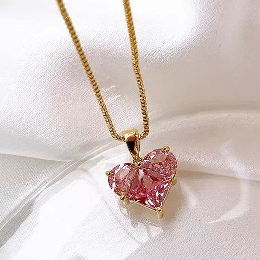 Pink Heart Themed CZ Pendant