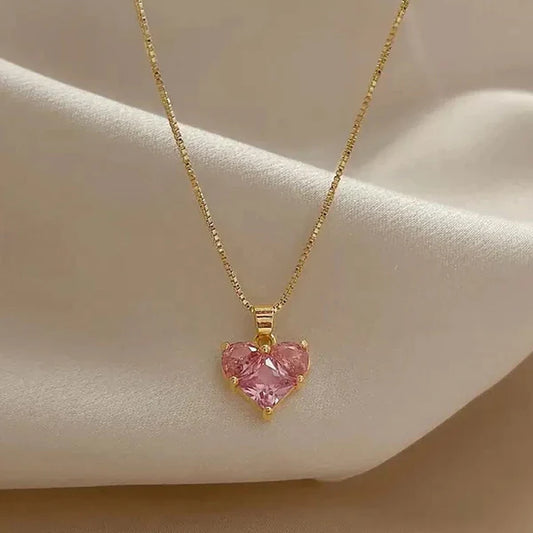 Pink Heart Themed CZ Pendant