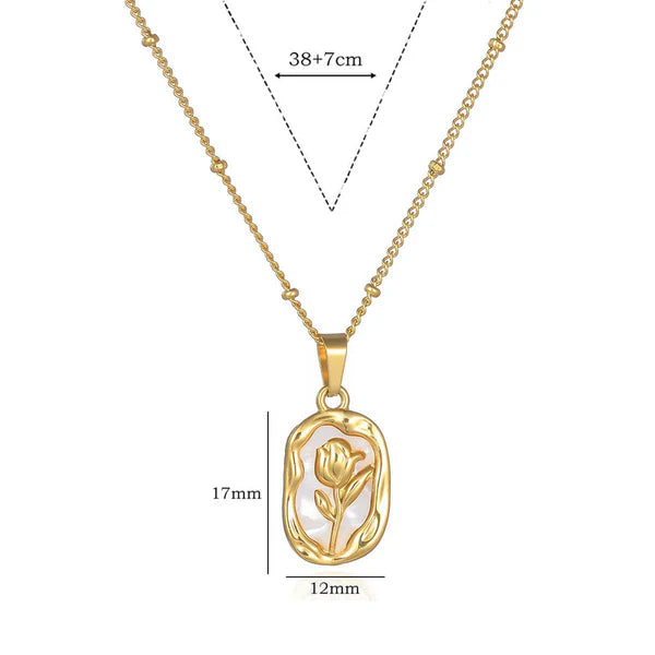 Rosmira – Gilded Petal Cameo Pendant