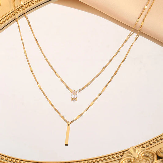 Celestia – Dual Strand Teardrop Pendant Necklace