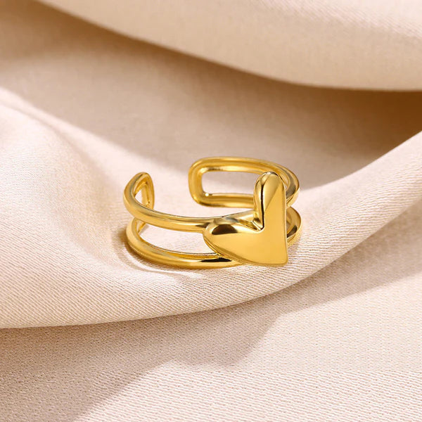 Léa – Heartbeat Adjustable Gold Ring