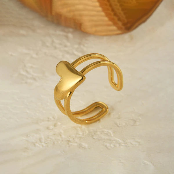 Léa – Heartbeat Adjustable Gold Ring