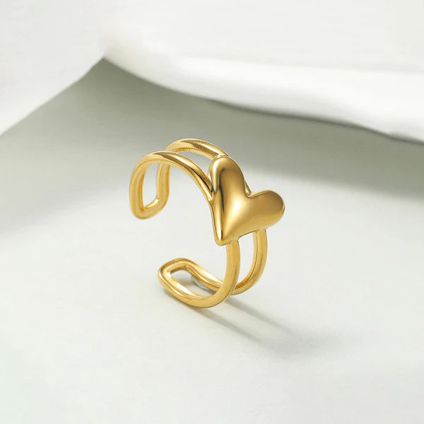 Léa – Heartbeat Adjustable Gold Ring