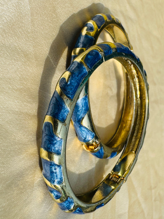 MARINOVA – The Deep Blue Enamel Bangle Set (Pair)