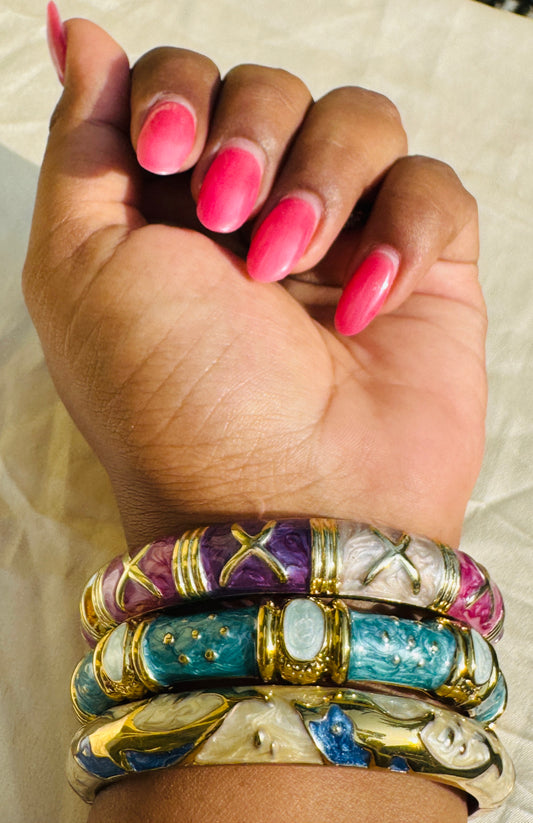 CHROMA POP TRIO – The Multicolour Enamel Gold Bangle Set (3 Pc)