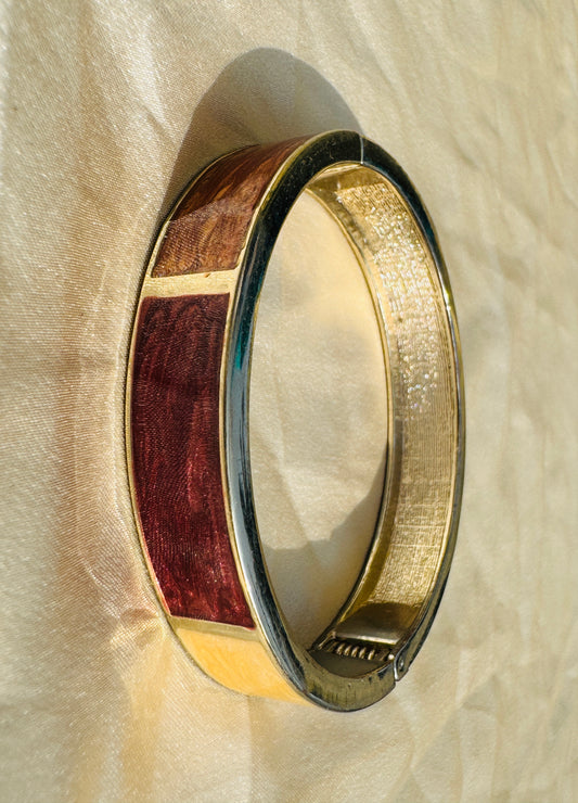 RUSSETTA – The Maroon & Earth Enamel Gold Bangle