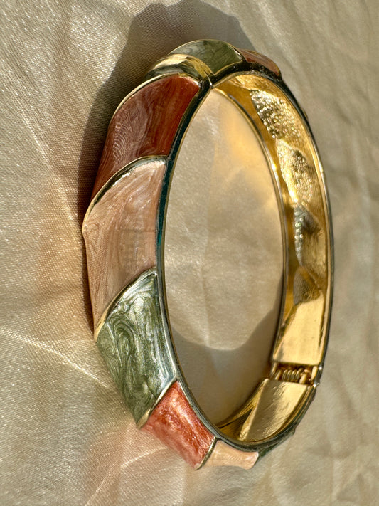 PETALINE – The Pastel Earth Enamel Gold Bangle
